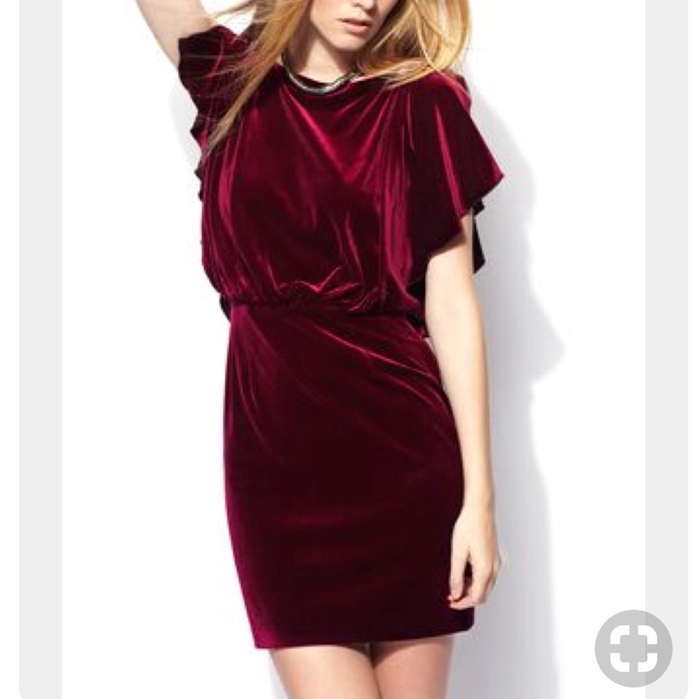 Brand New! Red Velvet Flutter Sleeve Dress NWOT
